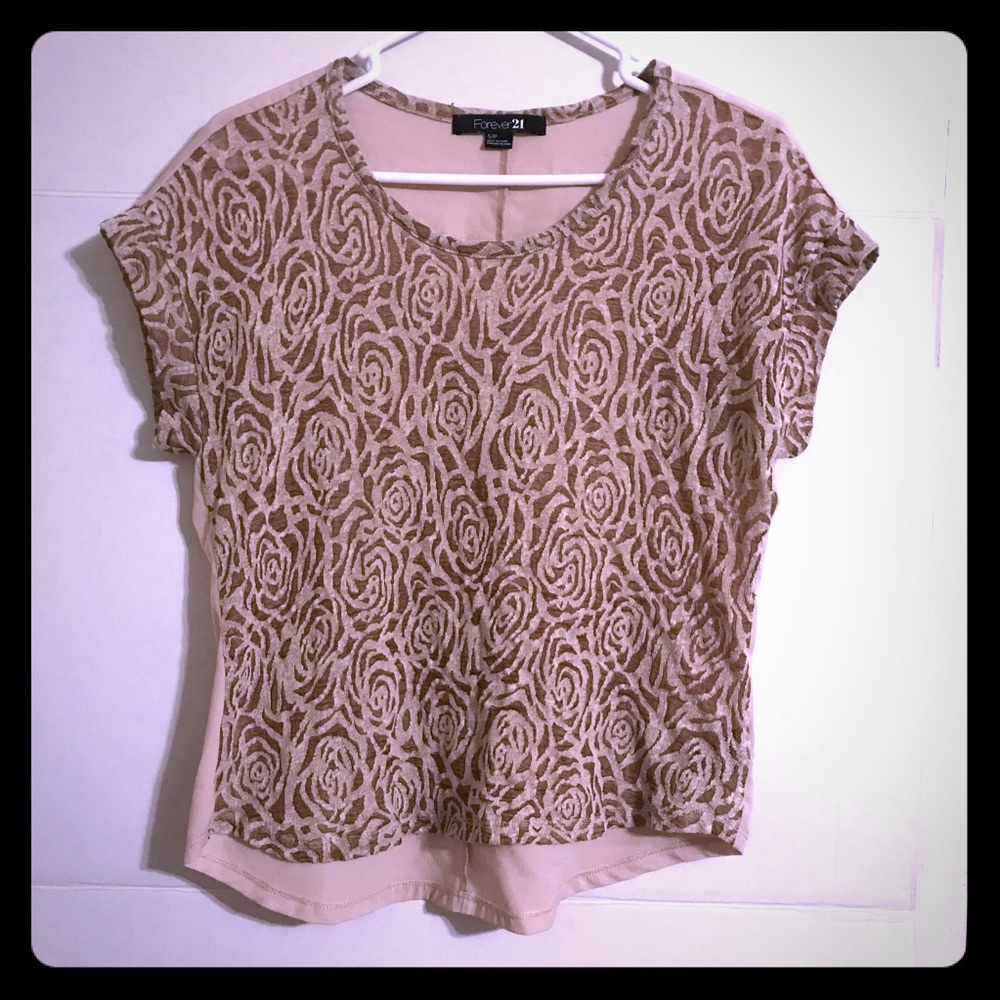 🦄 Forever 21 Top size S/P Tan Sheer Front